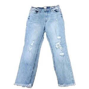 Wonderly Distressed Hi-rise Jeans Denim Stretch cropped straight 30" waist 12